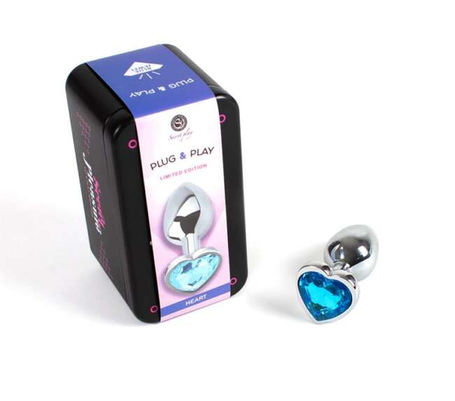 Blue Heart Metal Butt Plug Size S