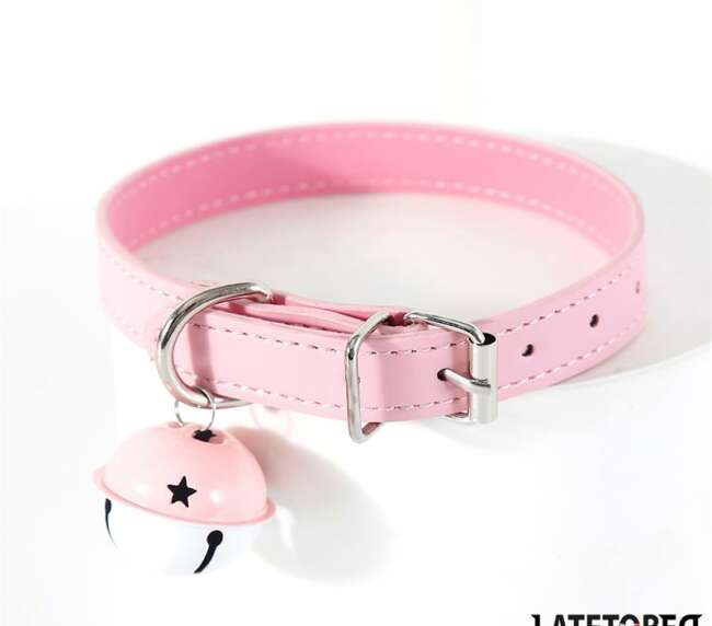 Collar with Bell Adjustable Pink