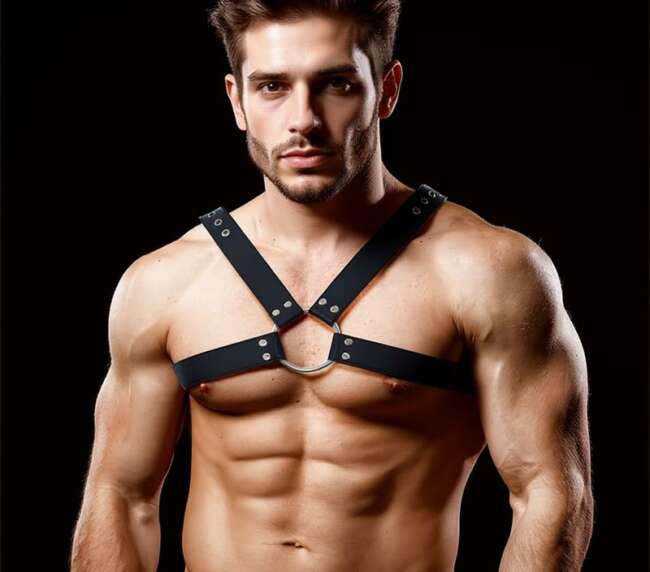 Darom Male Chest Bondage Harness Vegan Leather