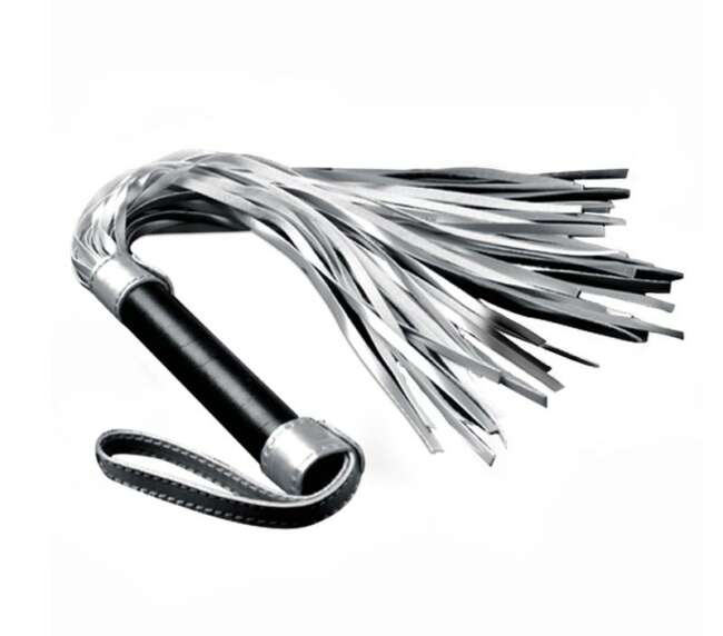 Flogger Faux Leather Silver and Black
