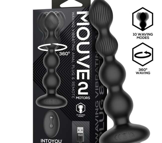 Mouve Butt Plug with Waving and Vibratiion with Remote Control 2 Motors