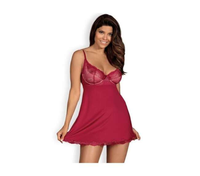 Rosalyne Babydoll and Thong Red Size S/M