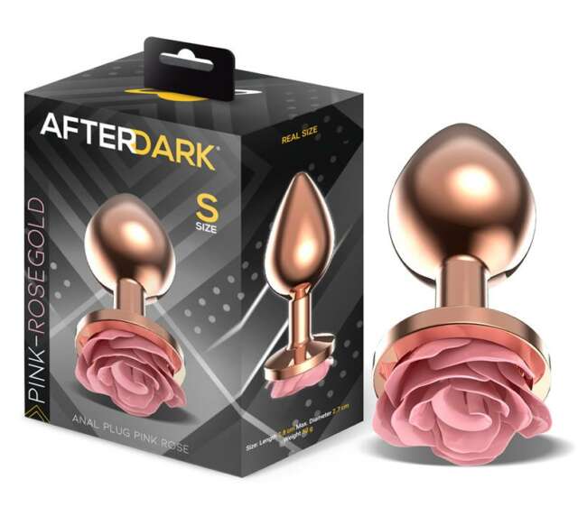 Rosegold Metal Anal Plug with Pink Rose Base - Size S