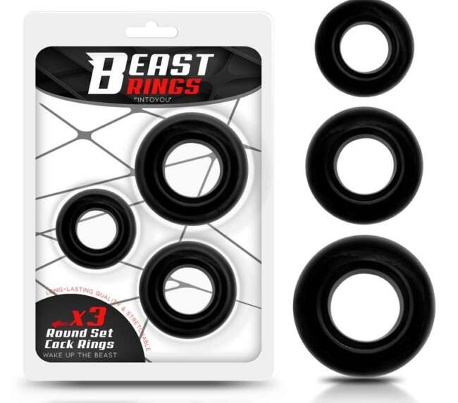 Set of 3 Cock Rings Flexible Black