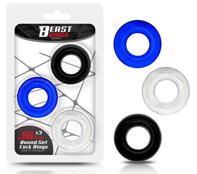 Set of 3 Penis Ring 3 Colors 1.6 cm