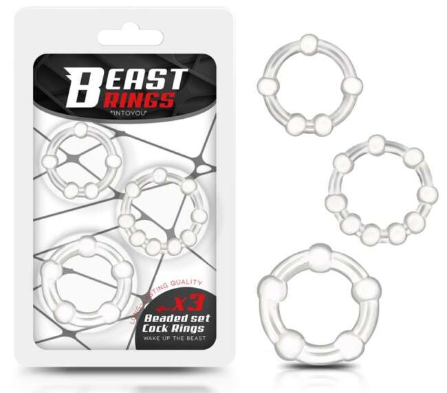 Set of 3 Penis Ring Beaded Flexibles Clear