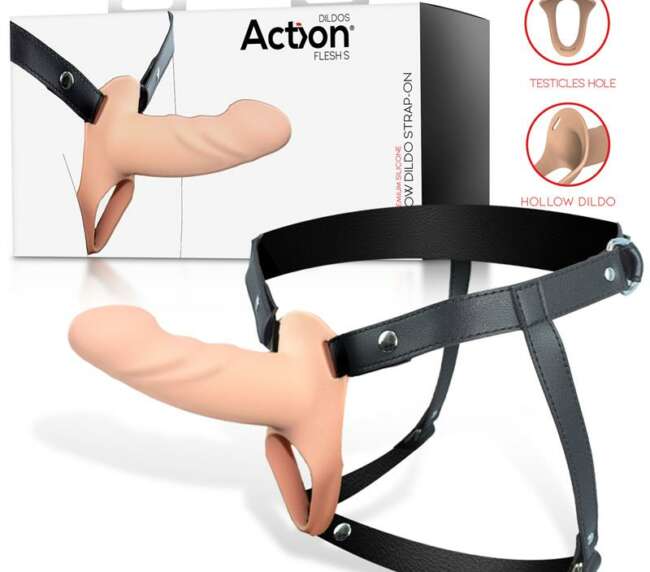 Strap-On with Hollow Dildo Premium Silicone Size S Flesh