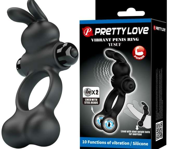 Yusuf Vibrating Penis Ring with Steel Beads 2x33gr
